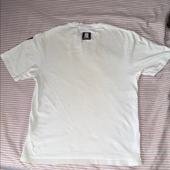 Balmain White Tee with Bold Black Lettering - Picture 3 of 5